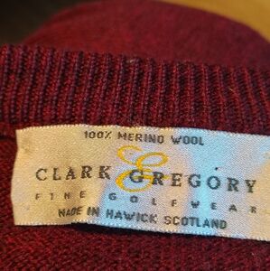 Men's Burgundy Crewneck Sweater 100% Merino Wool Made In Scotland Size Large